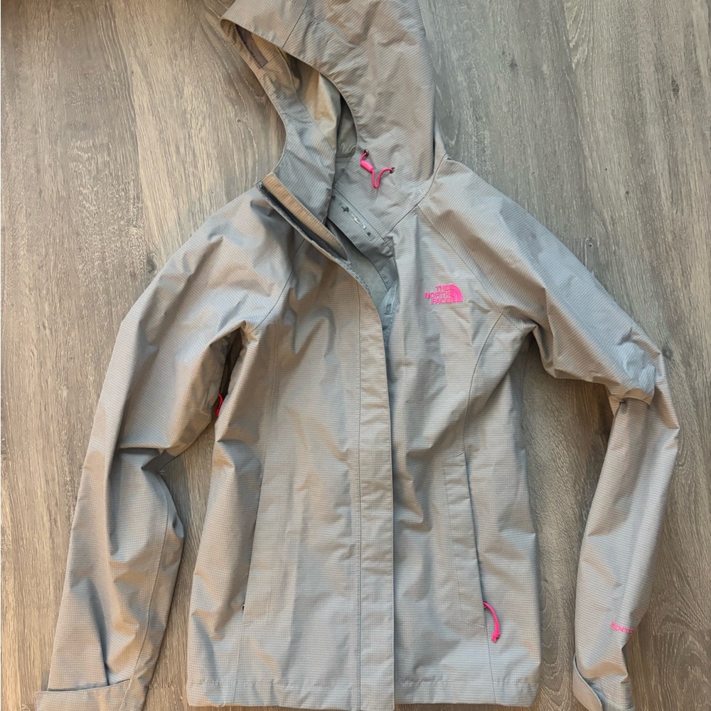 The North Face Gray Hooded Rain Jacket